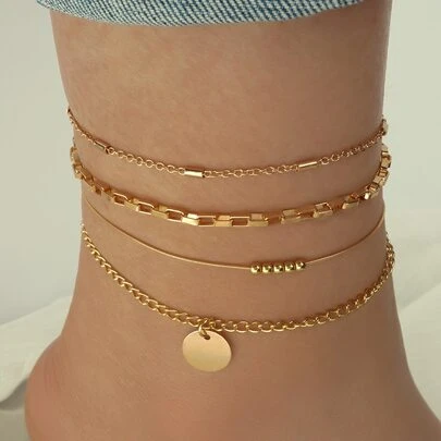 4入組圓片吊墜腳錬