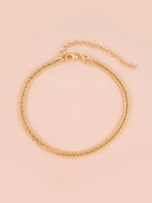 1 件简约闪亮金色毛毛虫多层链条脚链，适合日常、度假、派对穿着 - 金黃色 - 查看 2