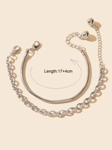 2 chiếc vòng đeo tay chuỗi tối giản - Bạc - Xem 3