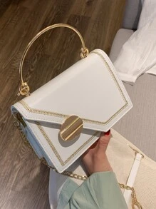 Túi Satchel dây xích mini Stitch Trim - trắng - Xem 2