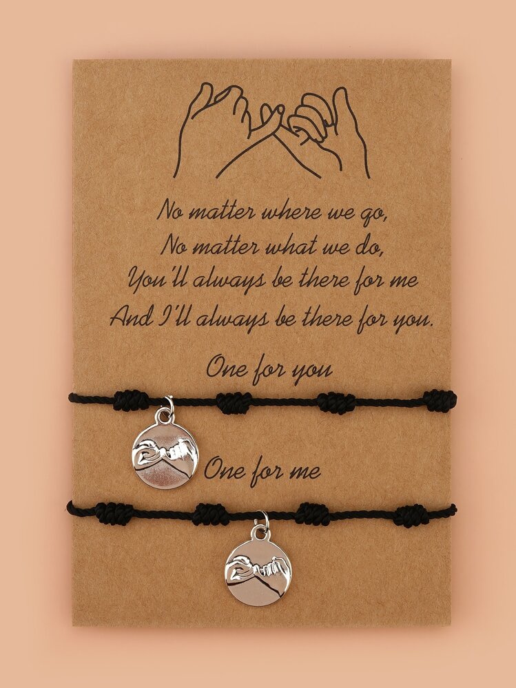 2pcs Disc Charm Anklet - Black - View 5