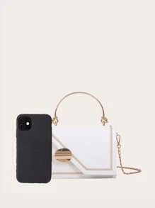 Túi Satchel dây xích mini Stitch Trim - trắng - Xem 3