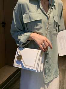 Túi Satchel dây xích mini Stitch Trim - trắng - Xem 5