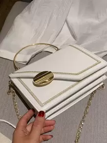 Túi Satchel dây xích mini Stitch Trim - trắng - Xem 7