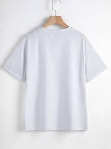 INAWLY Áo thun nữ Ô tô/xe hơi Lá thư Giải trí - trắng - Xem 2