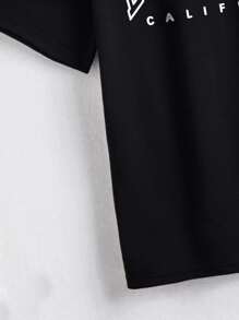 SHEIN EZwear Áo thun nữ Lá thư Giải trí - màu đen - Xem 4