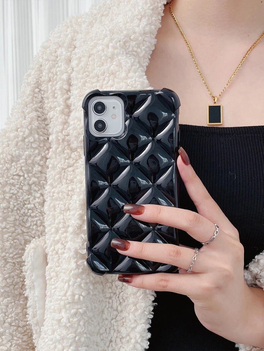 Casing ponsel bertekstur berlapis - Hitam - View 1