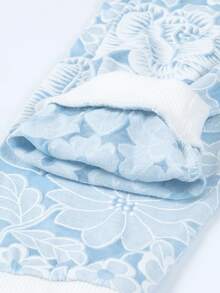 YINGZIFANG Toddler Girl Jackets Tương phản ren Dây kéo Hoa Giải trí - Màu xanh nhạt - Xem 5