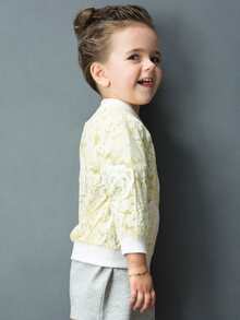 Niñitas Cazadora con estampado floral con cremallera con encaje - Multicolor - Ver 2