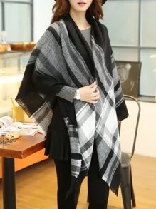 1 chiếc khăn choàng thô viền kẻ sọc - Nhiều màu - Xem 4