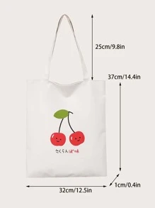 Cherry & Letter Graphic Shopper Bag - White - View 3