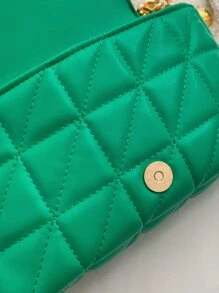 CONTAINEVERY 防水、輕巧、商務休閒簡約鏈條翻蓋方形包適合青少年女大學生、菜鳥和白領，非常適合辦公室、大學、工作、商務、通勤 - 綠色 - 查看 5