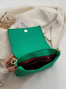 CONTAINEVERY 防水、輕巧、商務休閒簡約鏈條翻蓋方形包適合青少年女大學生、菜鳥和白領，非常適合辦公室、大學、工作、商務、通勤 - 綠色 - 查看 6