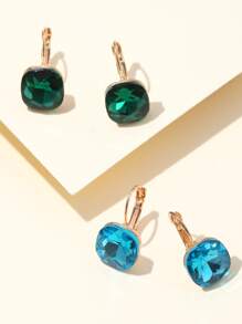 2 cặp hoa tai trang trí bằng đá quý - Nhiều màu - Xem 1