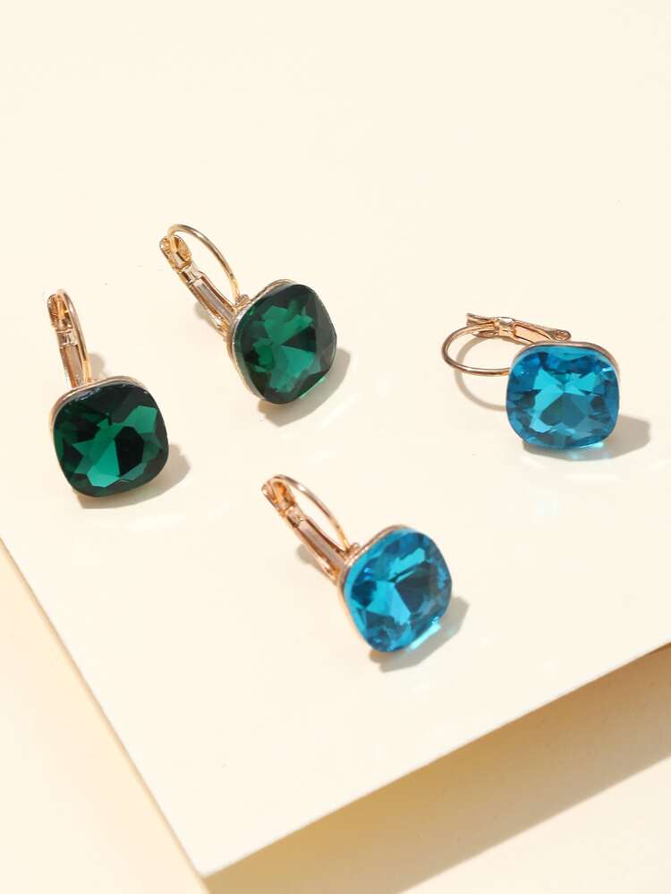 2 cặp hoa tai trang trí bằng đá quý - Nhiều màu - Xem 2