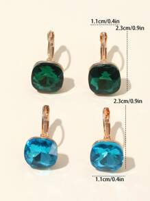 2 cặp hoa tai trang trí bằng đá quý - Nhiều màu - Xem 4