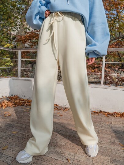 DAZY ドローストリングウエスト ストレートレッグパンツ