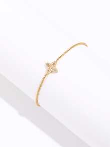 Cubic Zirconia Decor Bracelet - Yellow Gold - View 1