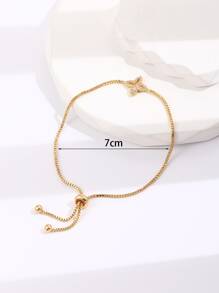 Cubic Zirconia Decor Bracelet - Yellow Gold - View 3