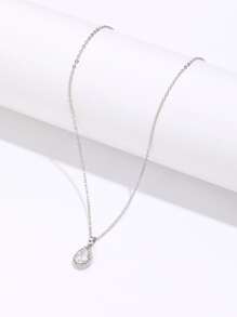 Collar con accesorio gota de agua zirconia cúbica - Plateado - Ver 12