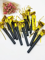 10pcs Black & Gold Party Cheering Whistle, Christmas & Party Noise Maker Whistle Toy,Christmas