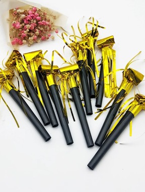10pcs Black & Gold Party Cheering Whistle, Christmas & Party Noise Maker Whistle Toy,Christmas