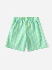 SHEIN Toddler Boys Striped Print Drawstring Waist Shorts - Mint Green - View 2