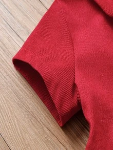 小女童半排扣燈芯絨襯衫洋裝