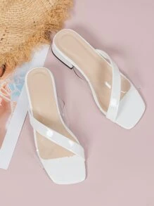 Xăng đan Cao gót Nữ màu trơn Đúng mốt - trắng - Xem 2