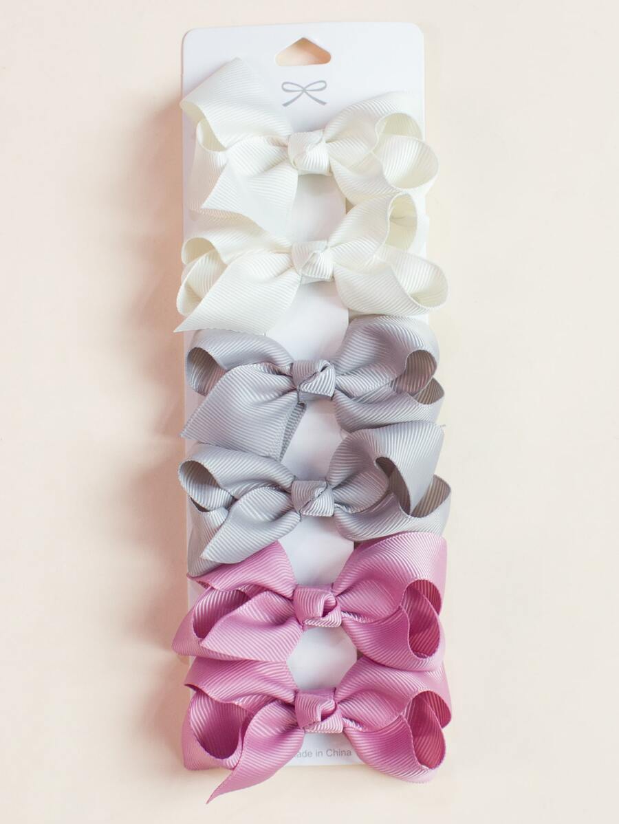 6个装女孩/青少年泡泡花蝴蝶结发夹，适合日常使用 - 彩色 - 查看 1