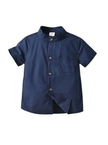 SHEIN 小男童補丁貼口袋襯衫