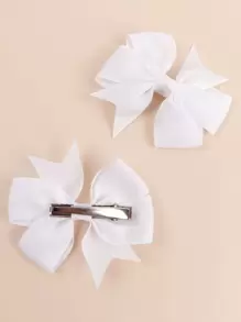 2 chiếc kẹp tóc nơ bằng vải jacquard màu trắng, kẹp tóc hình cá sấu, phụ kiện tóc thời trang phù hợp cho bé gái, trẻ em, bạn thân, du lịch xuân/hè, đám cưới, quà tặng dự tiệc. - trắng - Xem 5