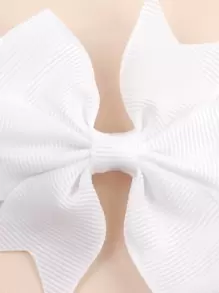 2 chiếc kẹp tóc nơ bằng vải jacquard màu trắng, kẹp tóc hình cá sấu, phụ kiện tóc thời trang phù hợp cho bé gái, trẻ em, bạn thân, du lịch xuân/hè, đám cưới, quà tặng dự tiệc. - trắng - Xem 3