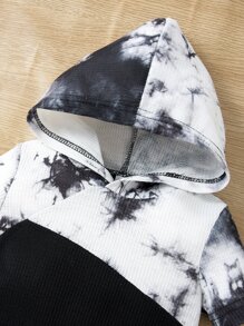 嬰兒紮染連帽衫和運動褲 - 黑與白 - 查看 3