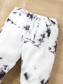 嬰兒紮染連帽衫和運動褲 - 黑與白 - 查看 5