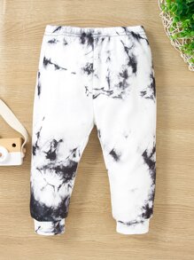 嬰兒紮染連帽衫和運動褲 - 黑與白 - 查看 6