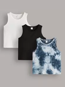 SHEIN 小男童3入組紮染背心上衣