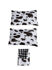 Cow Pattern Duvet Cover Set Without Filler - Black and White - View 9