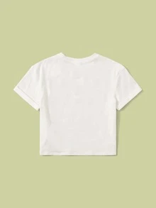 SHEIN Girls Letter Graphic Tee - White - View 2