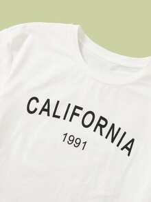 SHEIN Girls Letter Graphic Tee - White - View 3