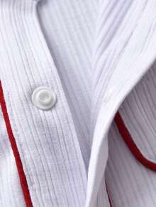 Áo liền quần Em bé Túi Tương phản ràng buộc Khối Màu Giải trí - Đỏ và trắng - Xem 3