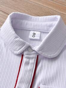 Áo liền quần Em bé Túi Tương phản ràng buộc Khối Màu Giải trí - Đỏ và trắng - Xem 5