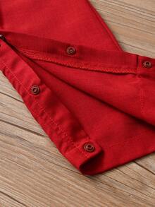 Áo liền quần Em bé Túi Tương phản ràng buộc Khối Màu Giải trí - Đỏ và trắng - Xem 7