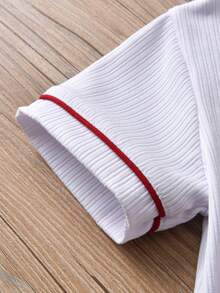 Áo liền quần Em bé Túi Tương phản ràng buộc Khối Màu Giải trí - Đỏ và trắng - Xem 8