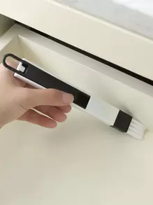 1 pieza cepillo multifunción para limpieza de ventanas de ordenador, limpiador de teclado con ranuras para ventanas, pala para polvo de rincón, limpiador de rieles para ventanas - Blanco y Negro - Ver 2