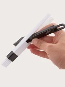 1 pieza cepillo multifunción para limpieza de ventanas de ordenador, limpiador de teclado con ranuras para ventanas, pala para polvo de rincón, limpiador de rieles para ventanas - Blanco y Negro - Ver 3