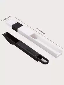 1 pieza cepillo multifunción para limpieza de ventanas de ordenador, limpiador de teclado con ranuras para ventanas, pala para polvo de rincón, limpiador de rieles para ventanas - Blanco y Negro - Ver 4