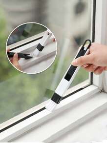1 pieza cepillo multifunción para limpieza de ventanas de ordenador, limpiador de teclado con ranuras para ventanas, pala para polvo de rincón, limpiador de rieles para ventanas - Blanco y Negro - Ver 5