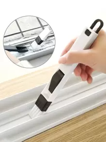 1 pieza cepillo multifunción para limpieza de ventanas de ordenador, limpiador de teclado con ranuras para ventanas, pala para polvo de rincón, limpiador de rieles para ventanas - Blanco y Negro - Ver 6