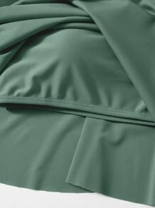 Swim Lushoire 大碼素色手帕下擺比基尼泳裝上衣 - 軍綠色 - 查看 4